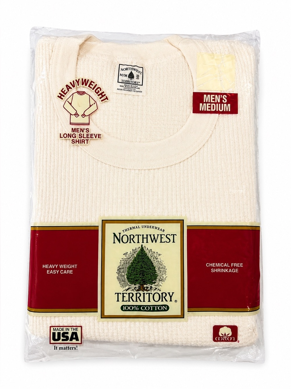 Northwest Territory Heavyweight Thermal Shirt Men’s Medium White 100% Cotton USA